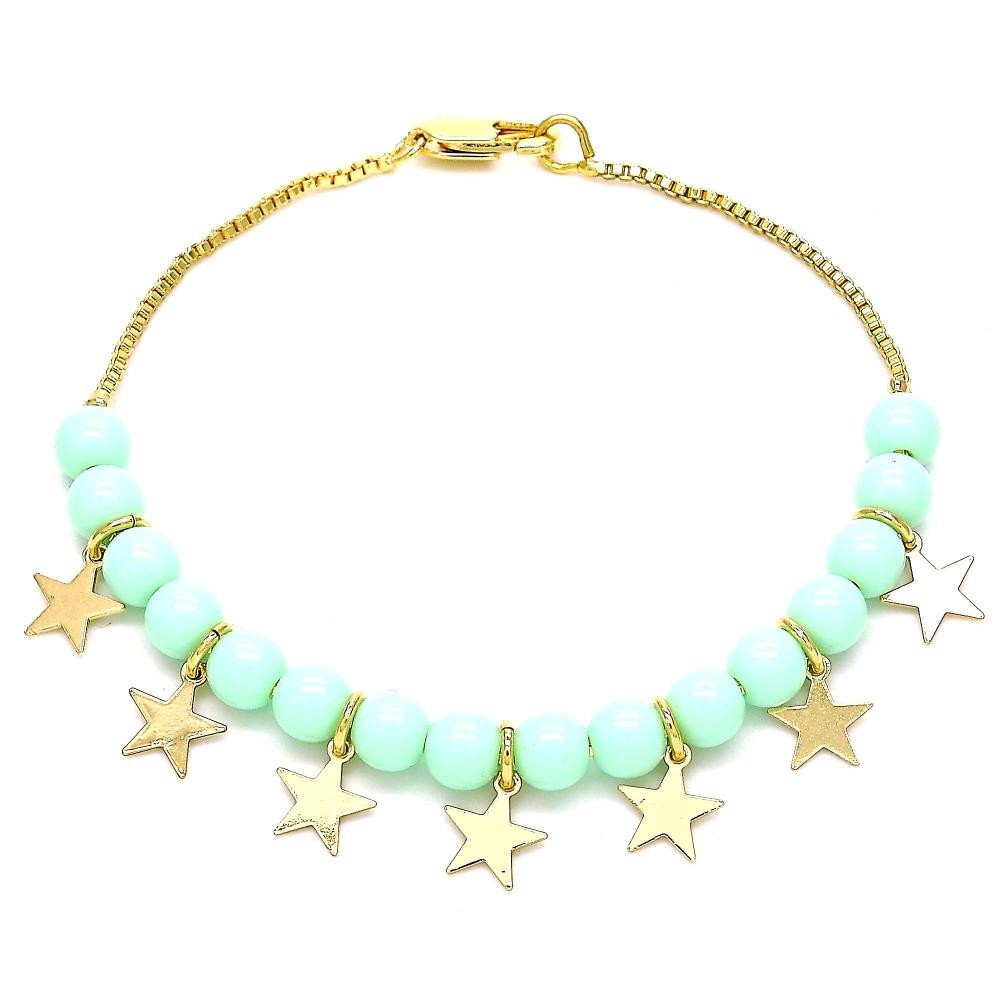 Gold Finish Fancy Bracelet Star Design Polished Golden Tone
