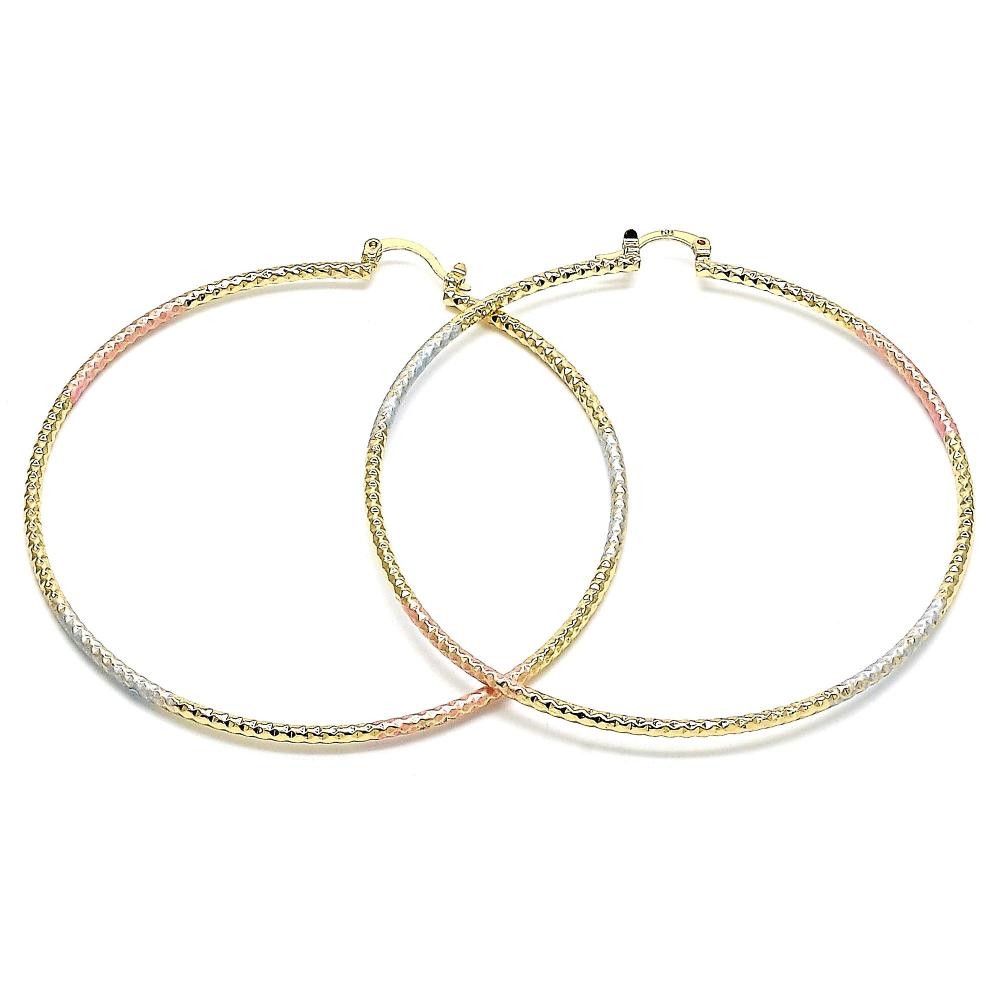 Gold Filled 70mm Medium Hoop Earrings Tri Tone