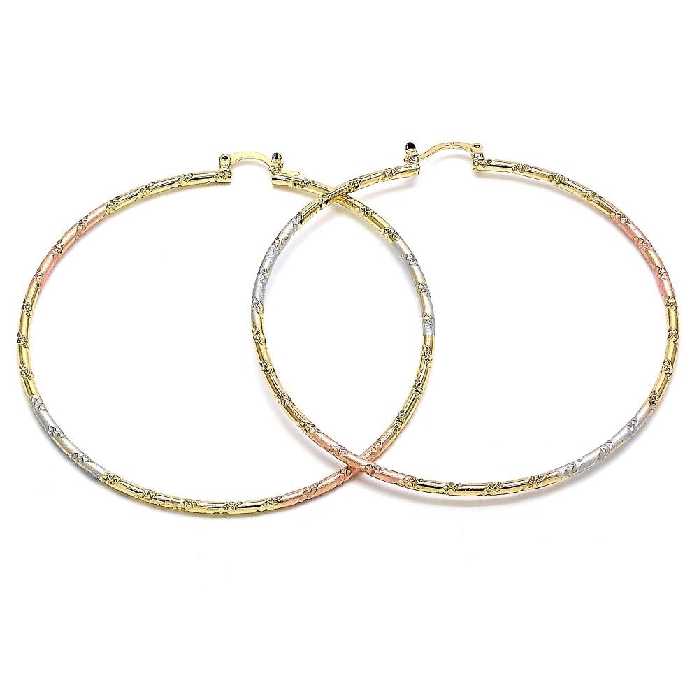 Gold Filled 70mm Medium Hoop Earrings Tri Tone
