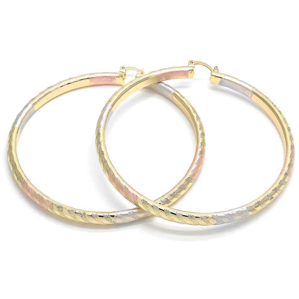 Gold Filled Extra Large Hoop Polished Finish Tri Tone 2mmX80mm