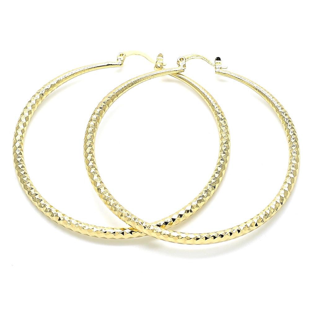 Gold Filled 60mm Large Hoop Earrings Golden Tone