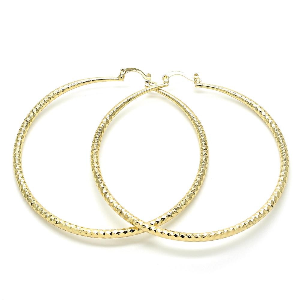Gold Filled 70mm Large Hoop Earrings Golden Tone