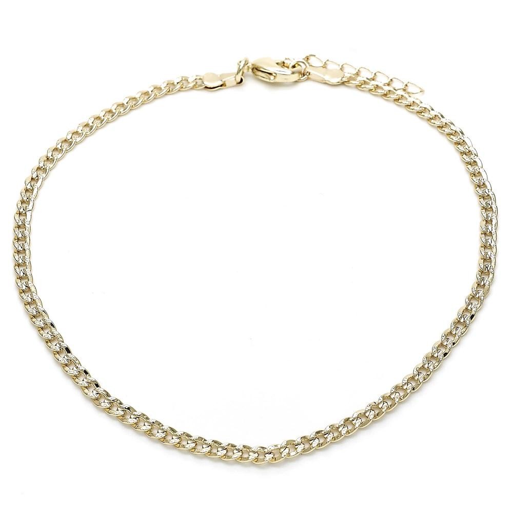 Gold Filled Basic Anklet Curb Design Polished Finish Golden Tone