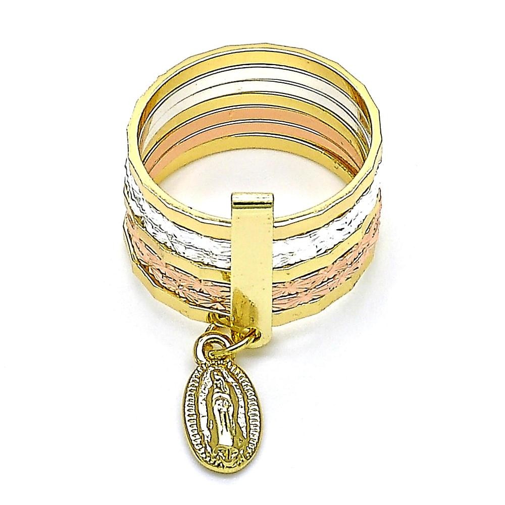 Gold Filled Elegant Ring Semanario and Guadalupe Design Tri Tone