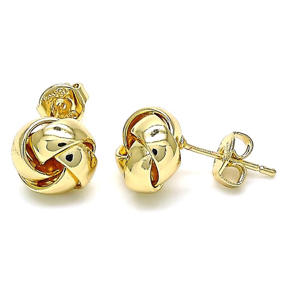 Gold Filled Stud Earring Love Knot Design Polished Finish Golden Tone