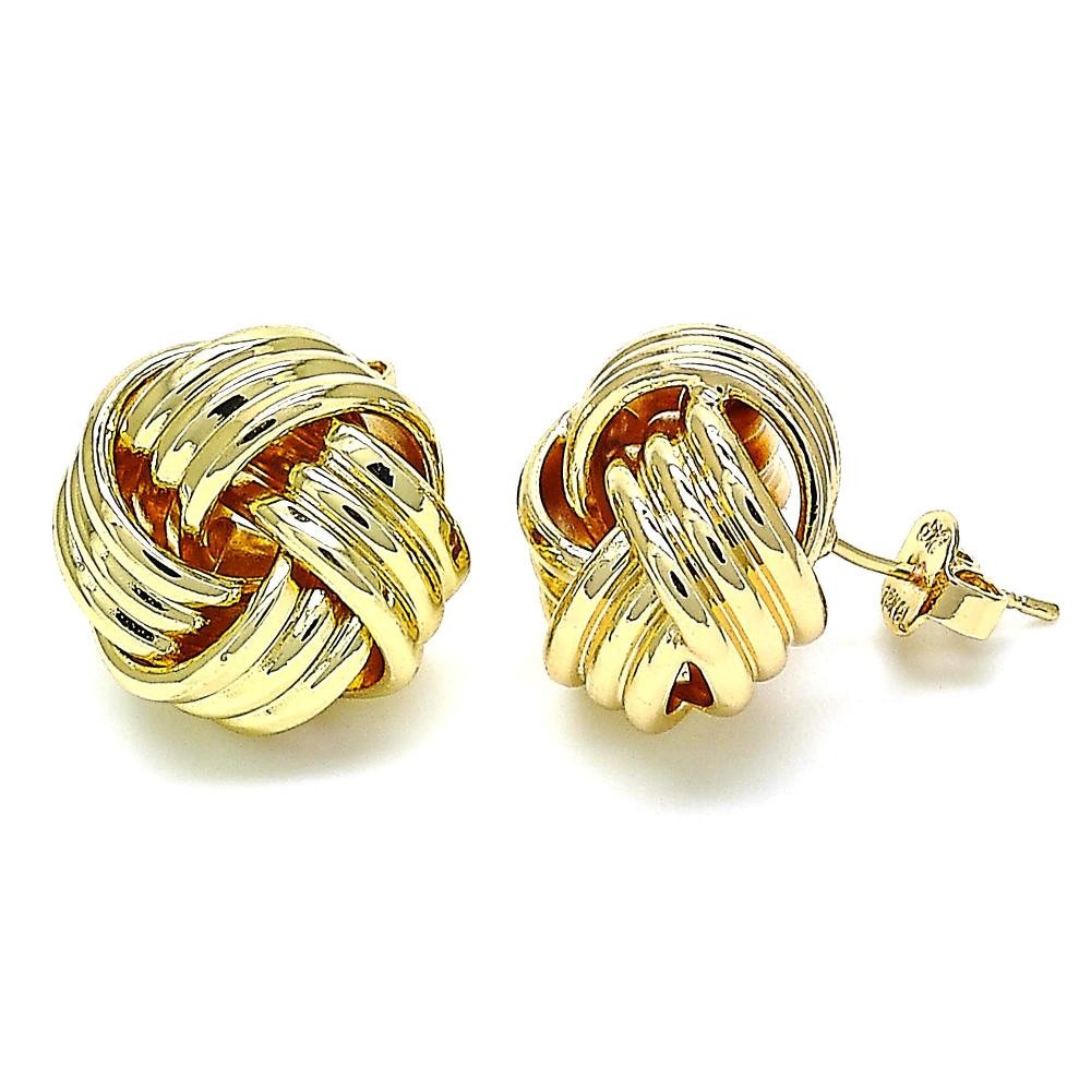 Gold Filled Stud Earring Polished Finish Golden Tone Love Knot Design Polished Finish Golden Tone 16.4MM