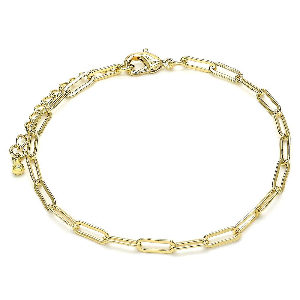 Gold Filled Basic Bracelet  Paperclip Design Polished Golden Finish 3 MM Thickness 7 Inches Length