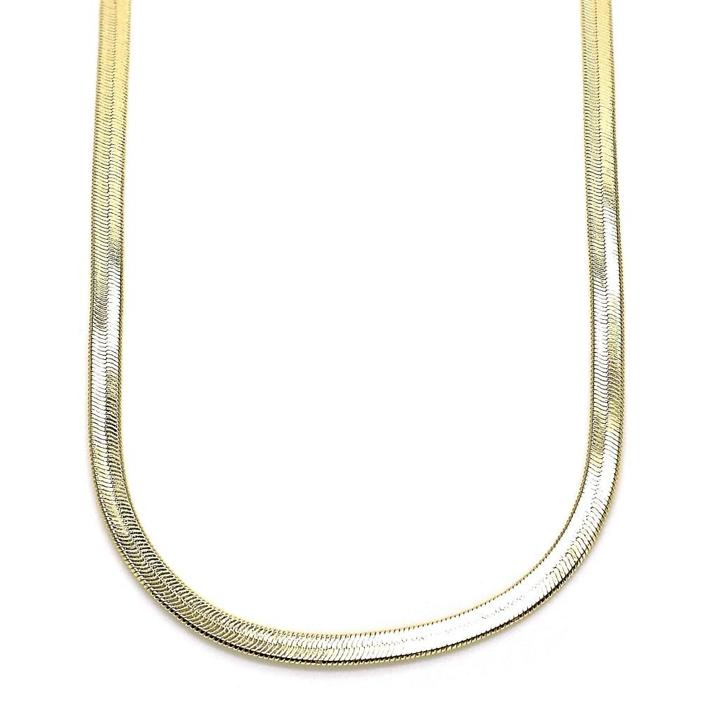 Gold Filled Basic Necklace Herringbone Design Golden Tone