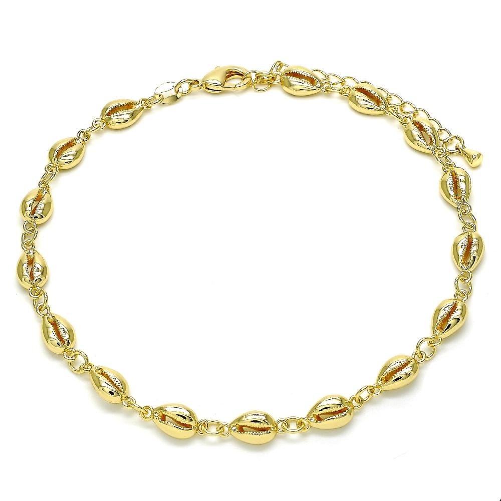 Gold Filled Shell Design Fancy Anklet Polished Finish Golden Tone