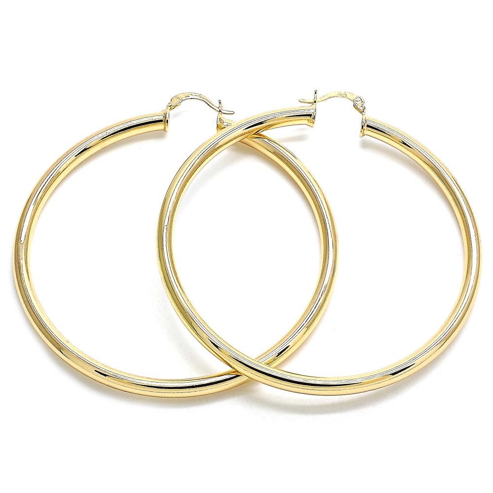 Gold Filled 70mm Extra Large Hoop Earrings Polished Finish Golden Tone