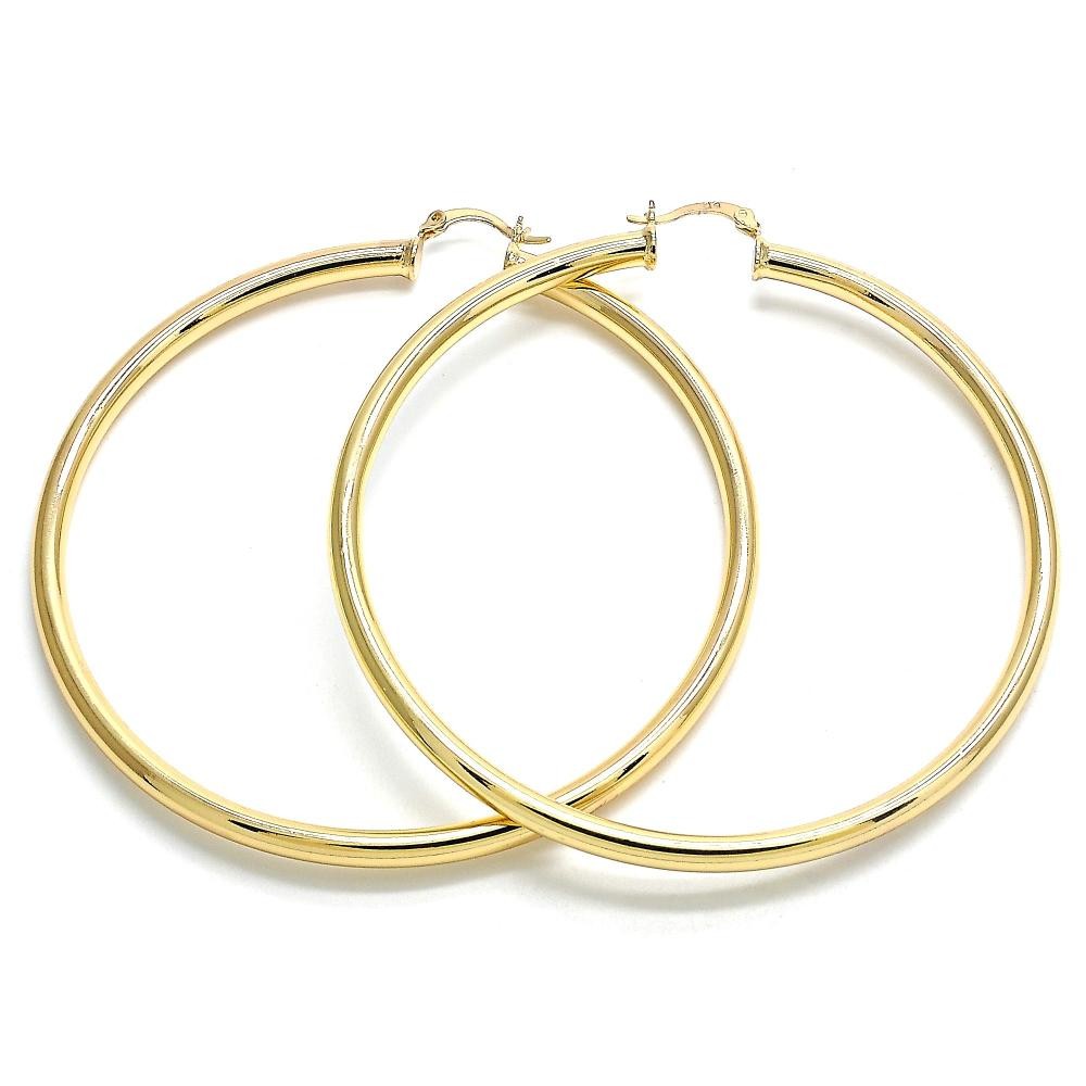 Gold Layered 2x80mm Extra Large Hoop Polished Finish Golden Tone