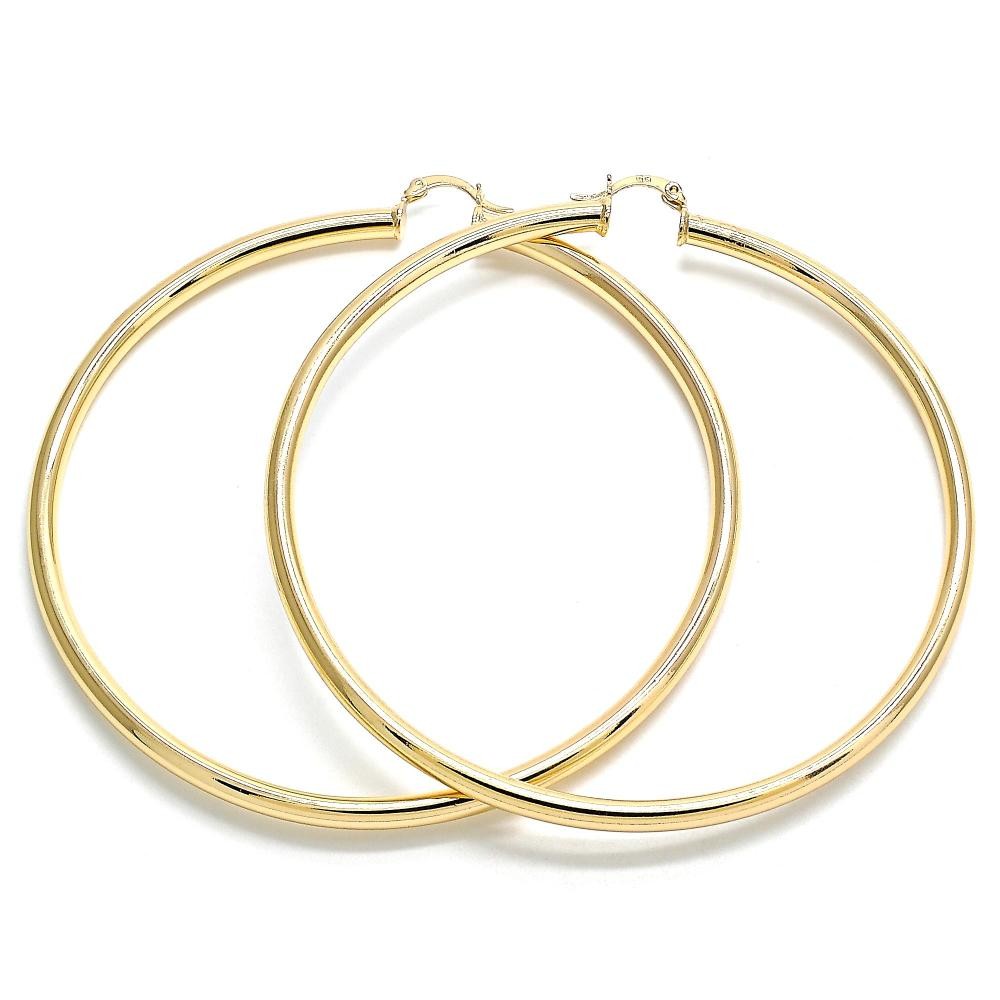 Gold Filled 2x90mm Extra Large Hoop Polished Finish Golden Tone