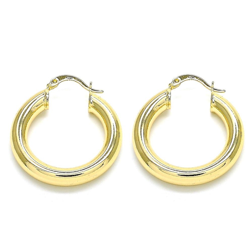 Gold Filled Medium Hoop Golden Tone Polished Finish