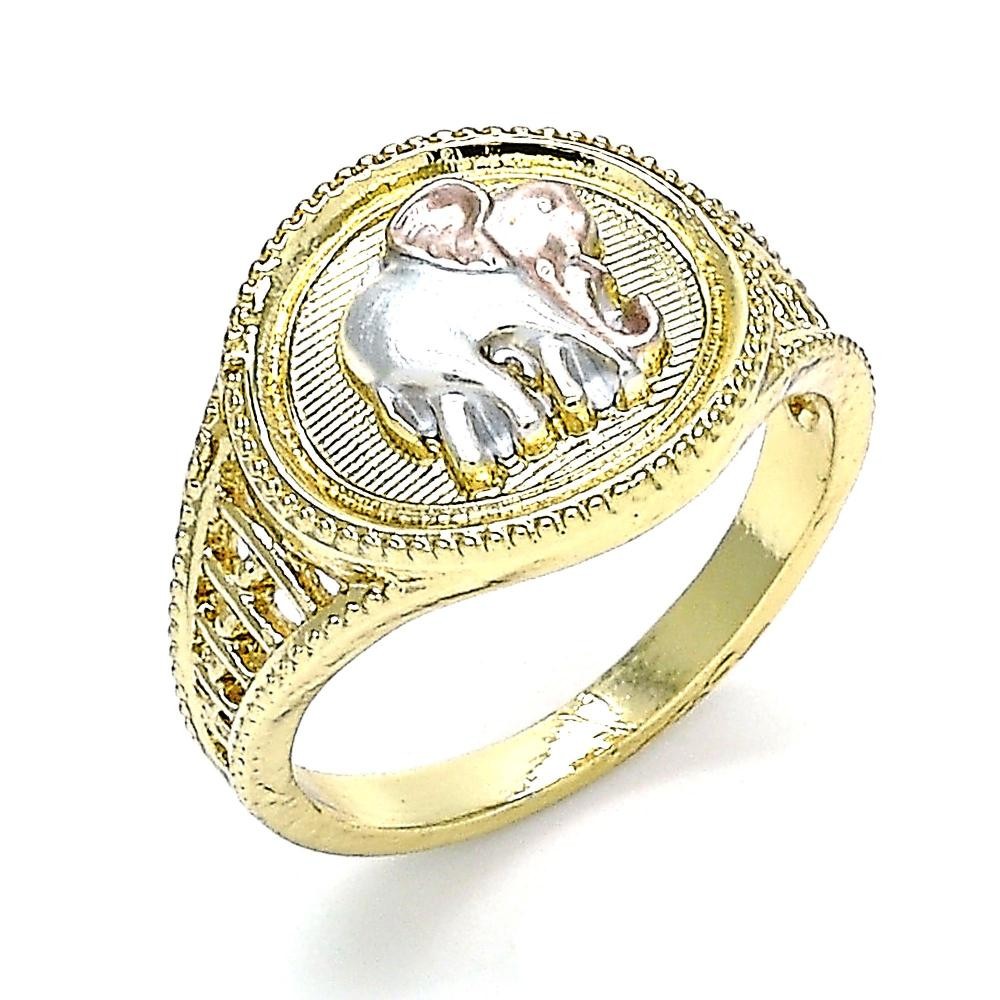 Gold Filled Elegant Ring Elephant Design Tri Tone
