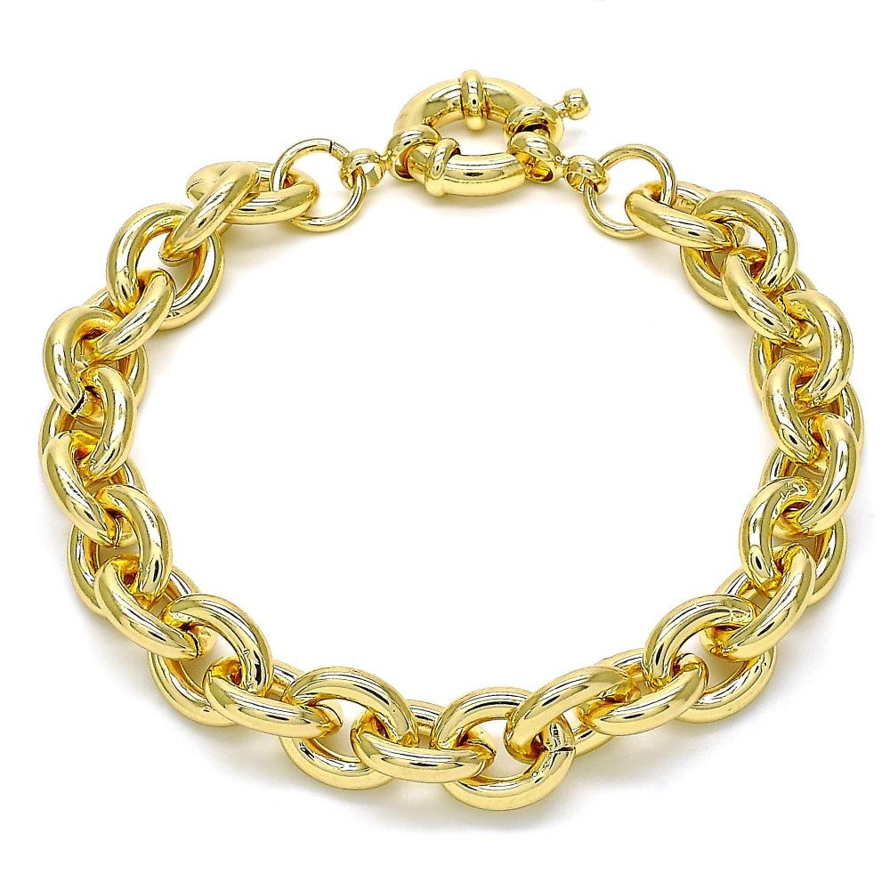 Gold Filled Basic Bracelet Rolo Design Polished Finish Golden Tone