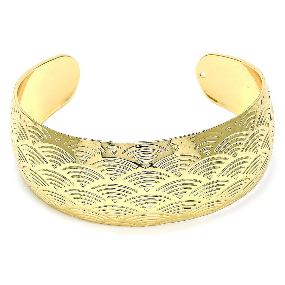 Gold Finish Cuff Bangle Polished Golden Tone (25 MM Thickness, One size fits all)