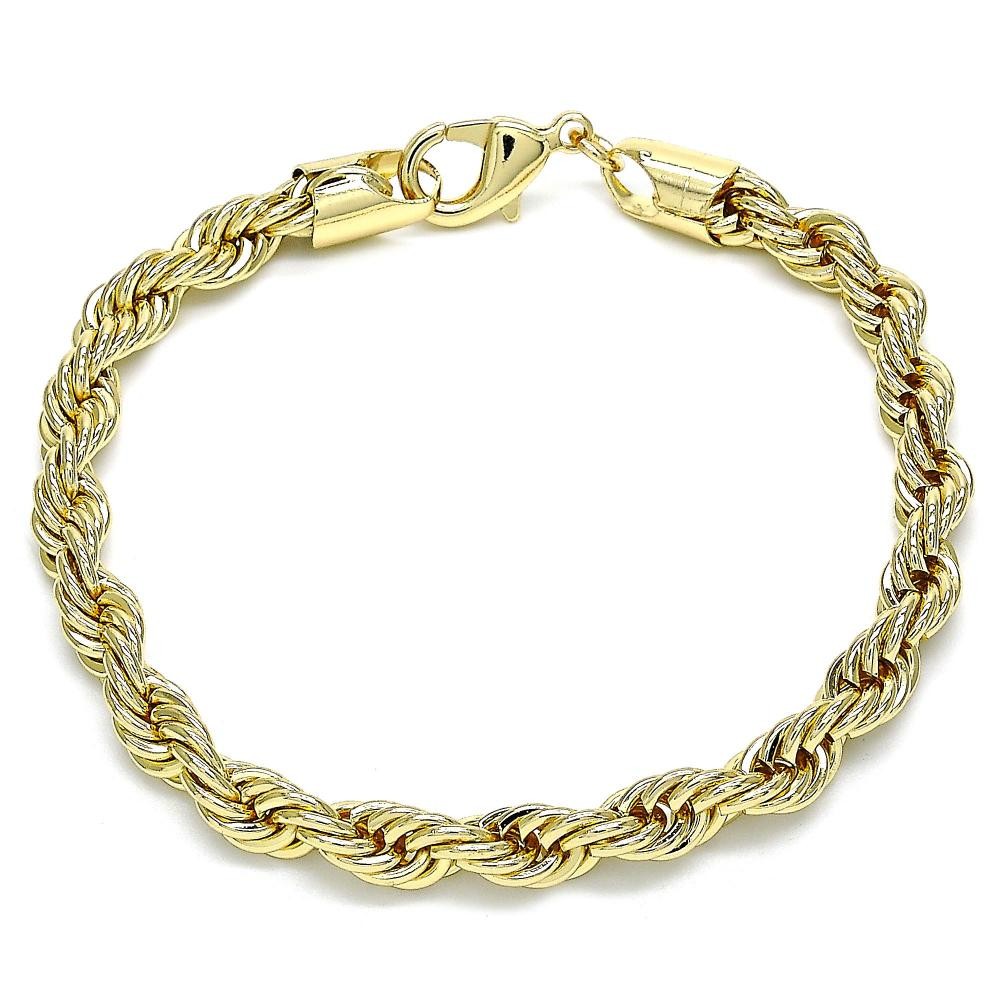 Gold Filled 8 Inches Basic Bracelet Rope Design Polished Finish Golden Tone
