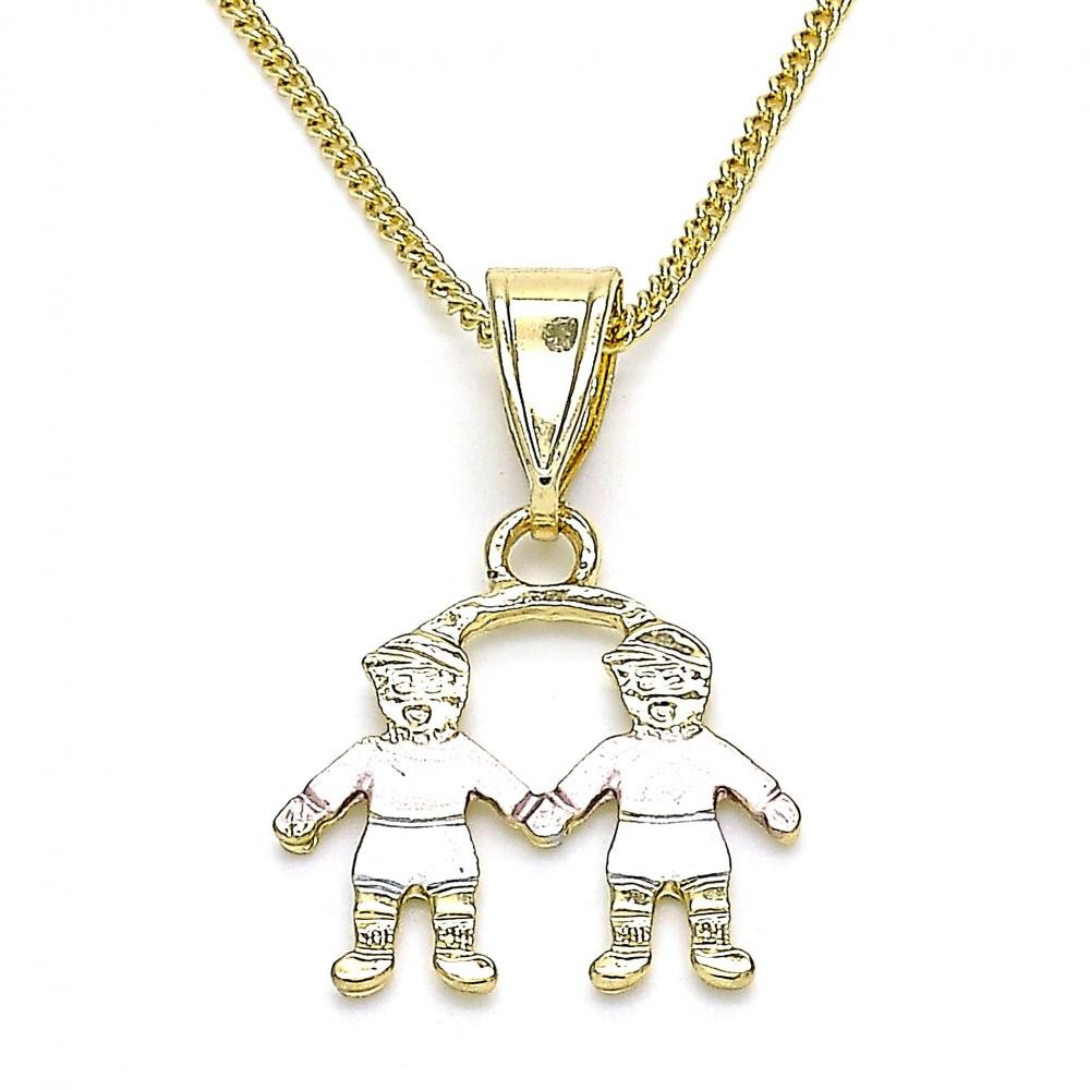 Gold Filled Pendant Necklace Little Boy Design Polished Finish Tri Tone