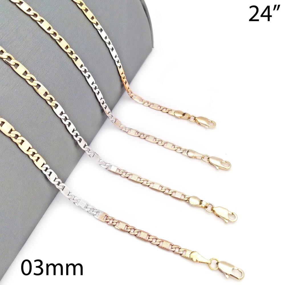 Gold Filled 24" Basic Necklace Polished Tri Tone