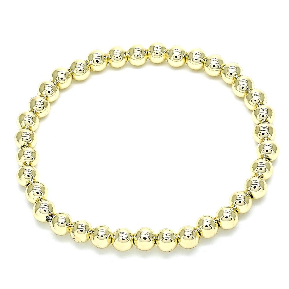 Gold Filled 6mm Fancy Bracelet and Ball Polished Finish Golden Tone