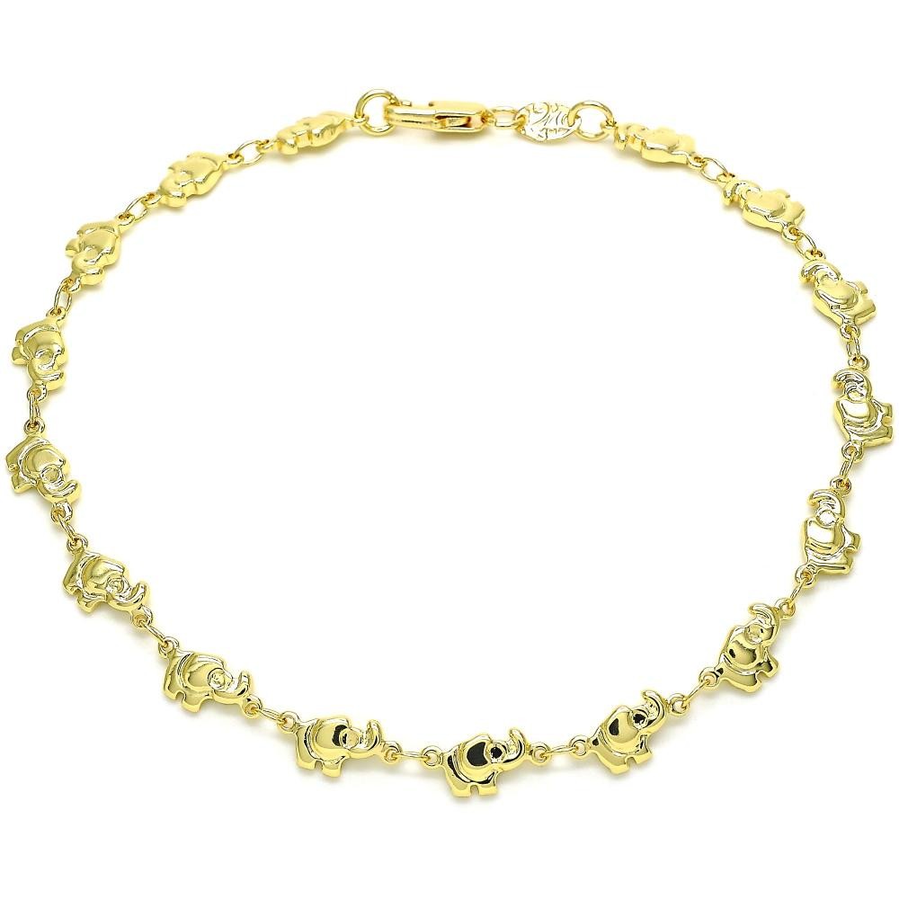Gold Filled Fancy Bracelet Elephant Design Polished Finish Golden Tone