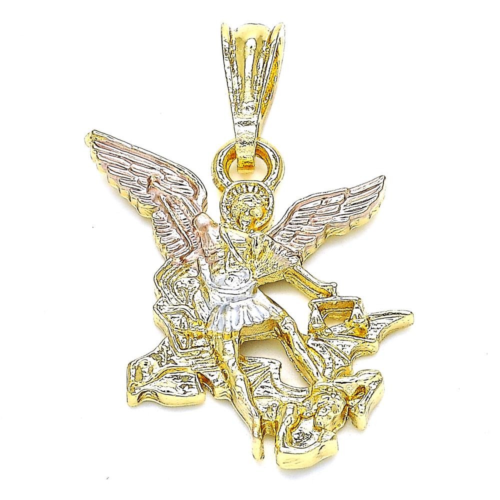 Gold Filled Small Religious Pendant Angel Design Polished Finish Tri Tone
