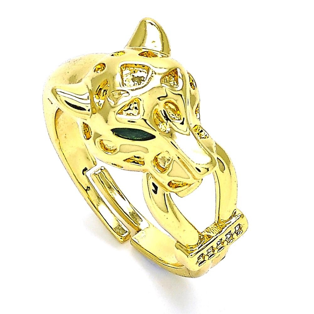 Gold Filled Panther Ring With Cubic Zirconia Polished Finish Golden Tone (One size fits all)