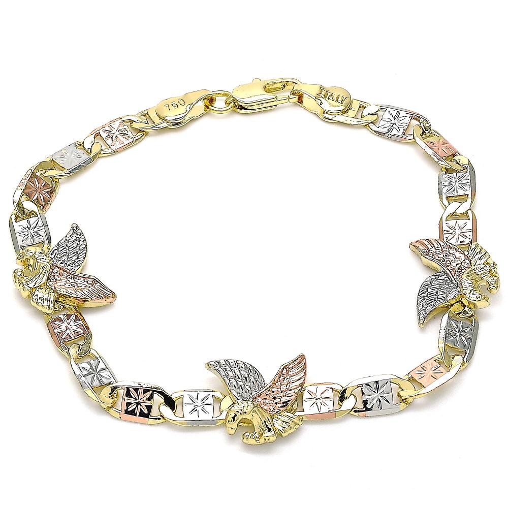 Gold Filled Fancy Bracelet Eagle Design Polished Finish Tri Tone