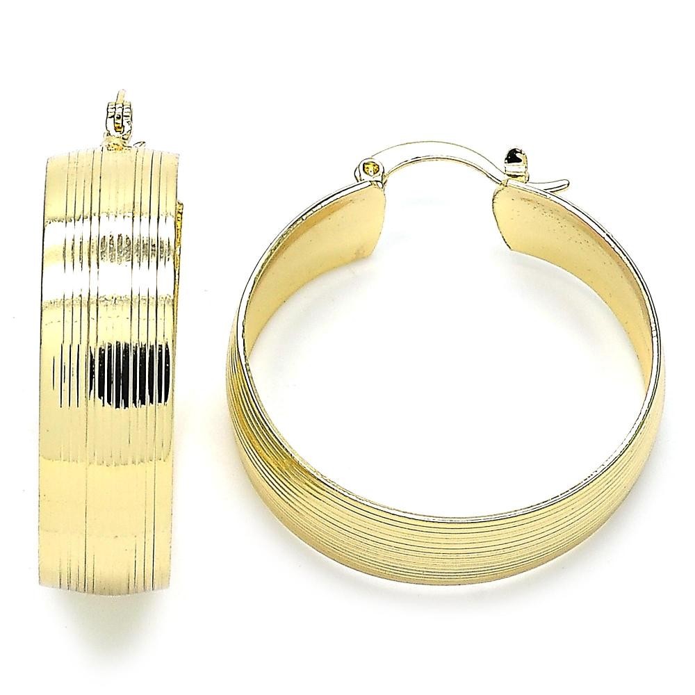 Gold Filled 35mm Medium Hoop Earrings Polished Finish Golden Tone