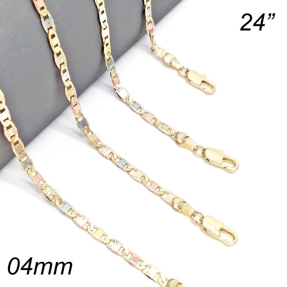 Gold Filled 24" Basic Necklace Mariner Design Diamond Cutting Finish Tri Tone
