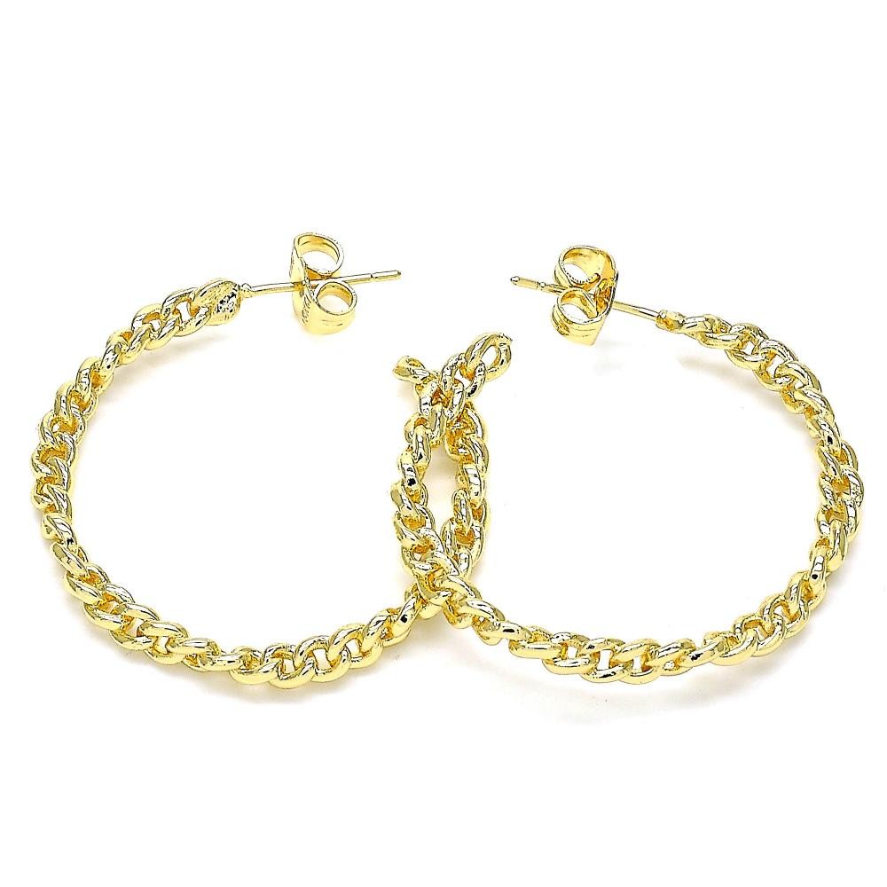 Gold Filled Stud Earring Paperclip Design Polished Finish Golden Tone