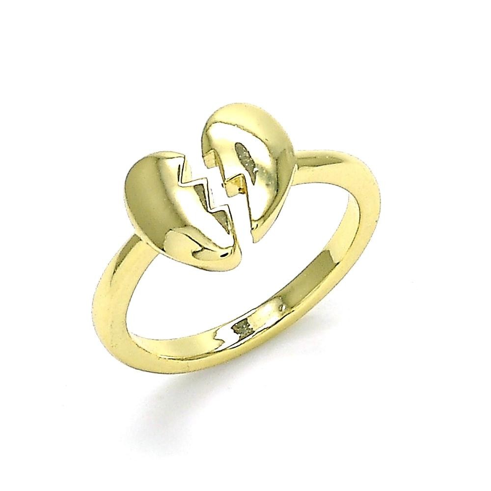 Gold Filled Broken Heart Adjustable Rings Polished Finish Gold Tone ( One Size Fits All )
