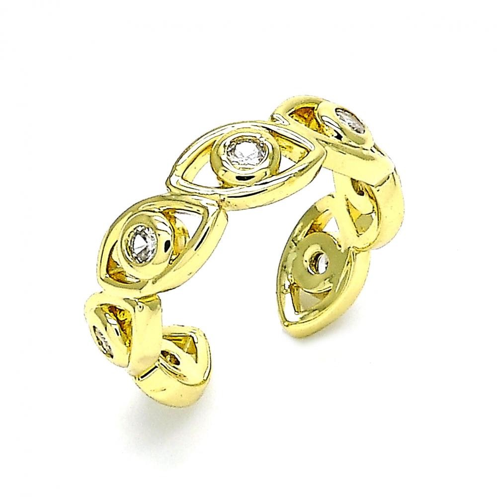 Gold Filled Greek eye Design Adjustable Rings Polished Finish Gold Tone ( One Size Fits All )