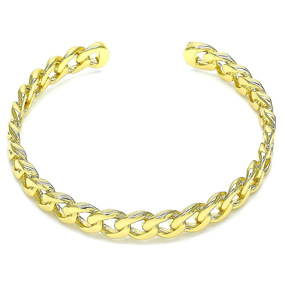 Gold Filled Individual Bangle Miami Cuban Design Polished Finish Golden Tone