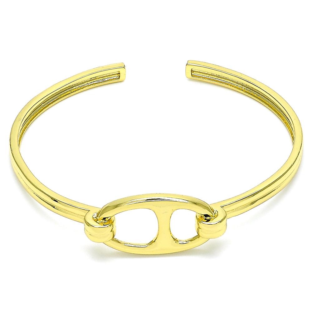 Gold Filled Individual Bangle Puff Mariner Design Polished Finish Golden Tone