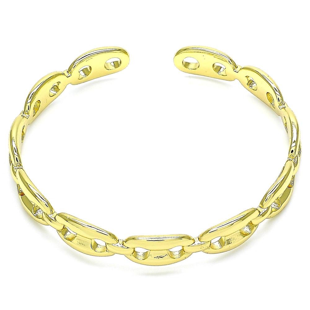 Gold Filled Individual Bangle Puff Mariner Design Polished Finish Golden Tone