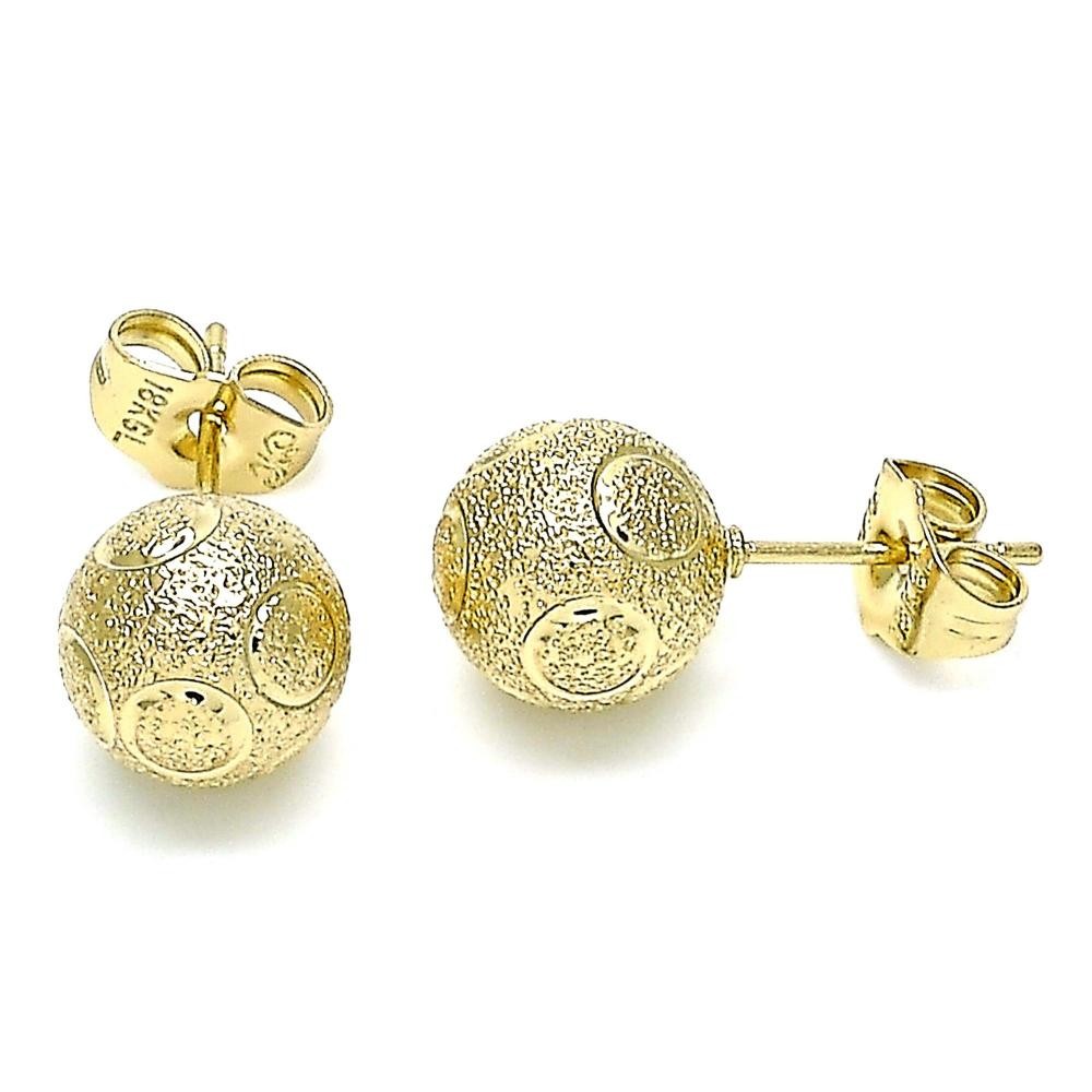 Gold Filled Stud Earrings Matte Finish Golden Tone