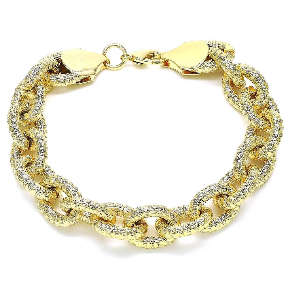 Gold Filled Basic Bracelet Rolo Design Diamond Cutting Finish Golden Tone