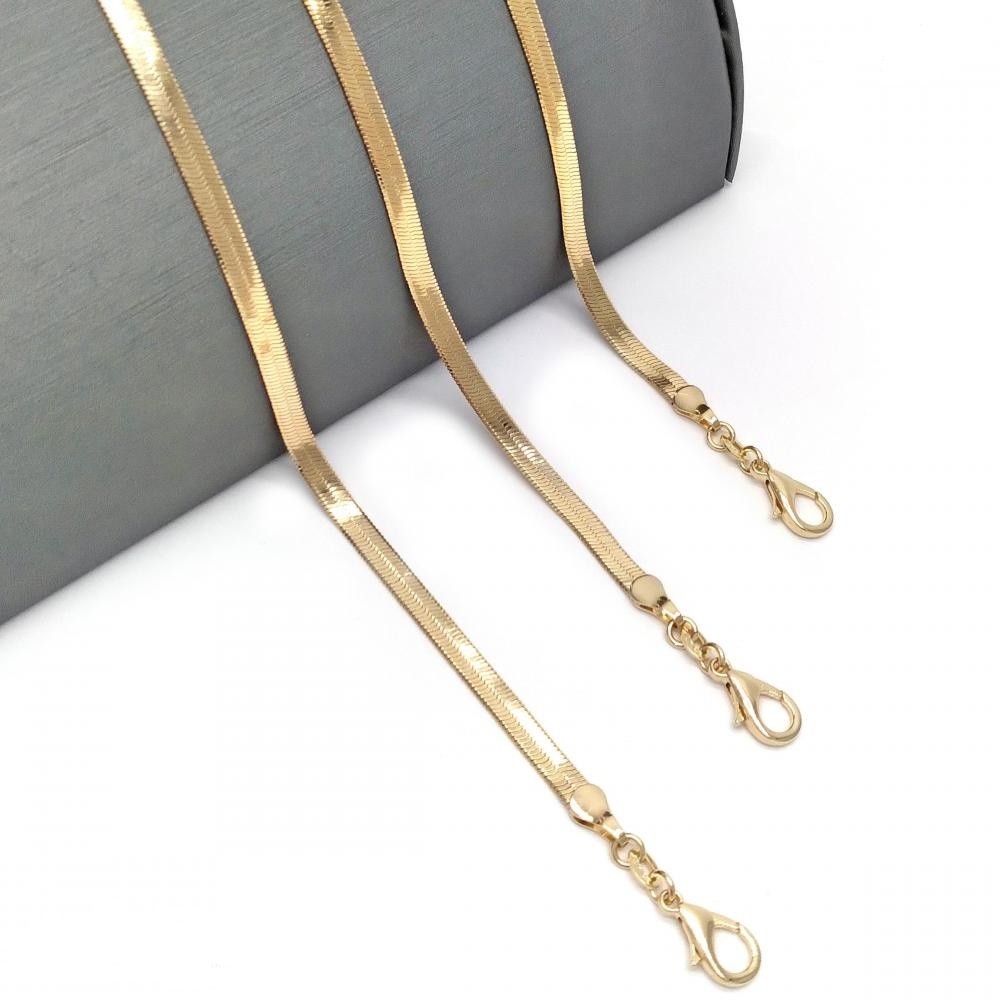 Gold Filled 18" Herringbone Design Necklace Polished Finish Golden Tone