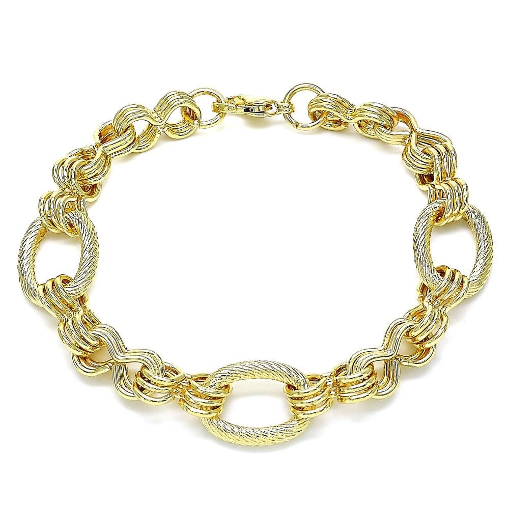 Gold Filled Basic Link Bracelet Polished Finish Golden Tone