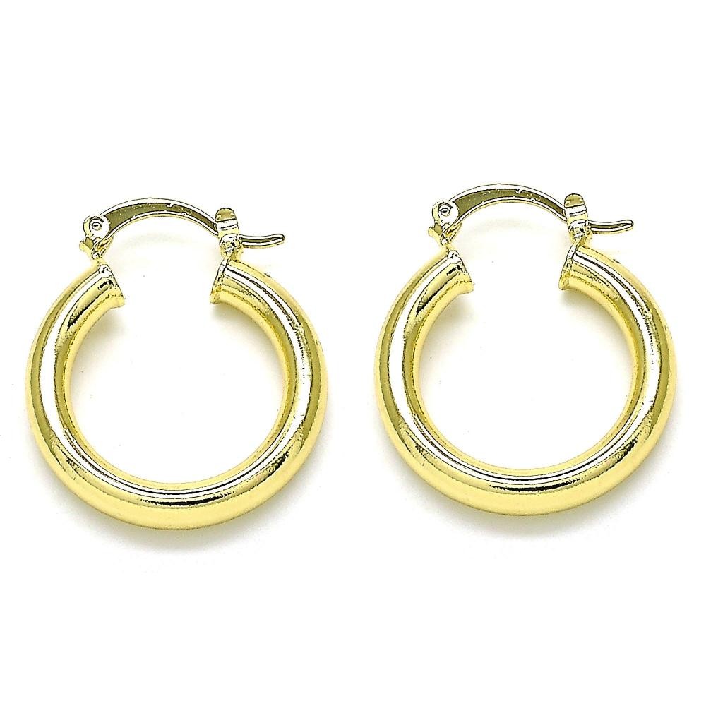 Gold Filled 4mmX20mm Small Hoop Earrings Polished Finish Golden Tone