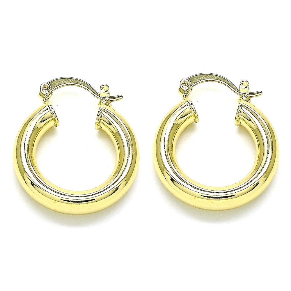 Gold Filled 5mmX25mm Small Hoop Earrings Polished Finish Golden Tone