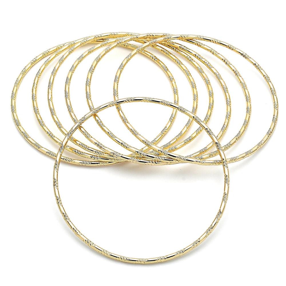 Gold Filled Semanario Bangles Diamond Cutting Finish Golden Tone Size 5