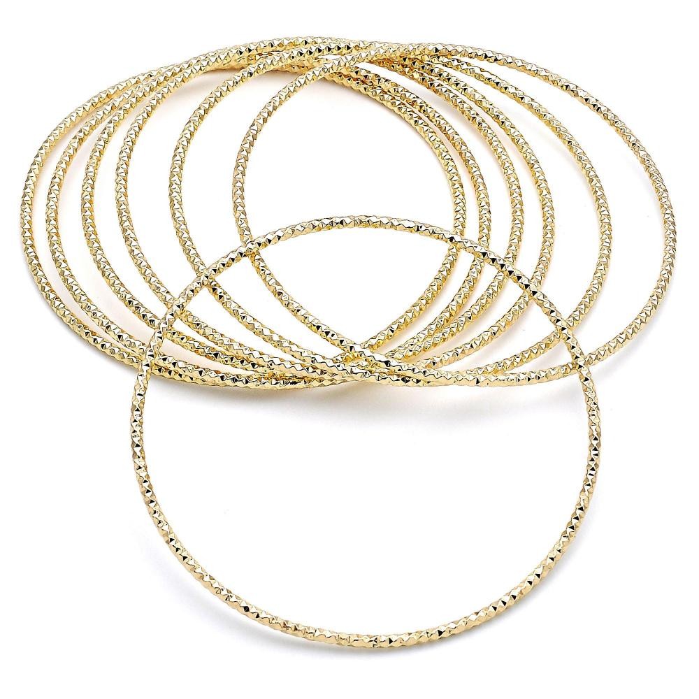 Gold Filled Semanario Bangle Diamond Cutting Finish Golden Tone Size 6