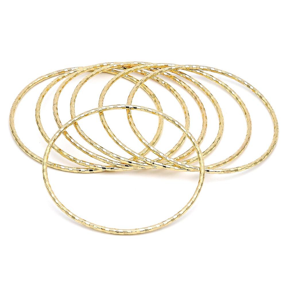 Gold Filled Semanario Bangle Diamond Cutting Finish Golden Tone Size 5