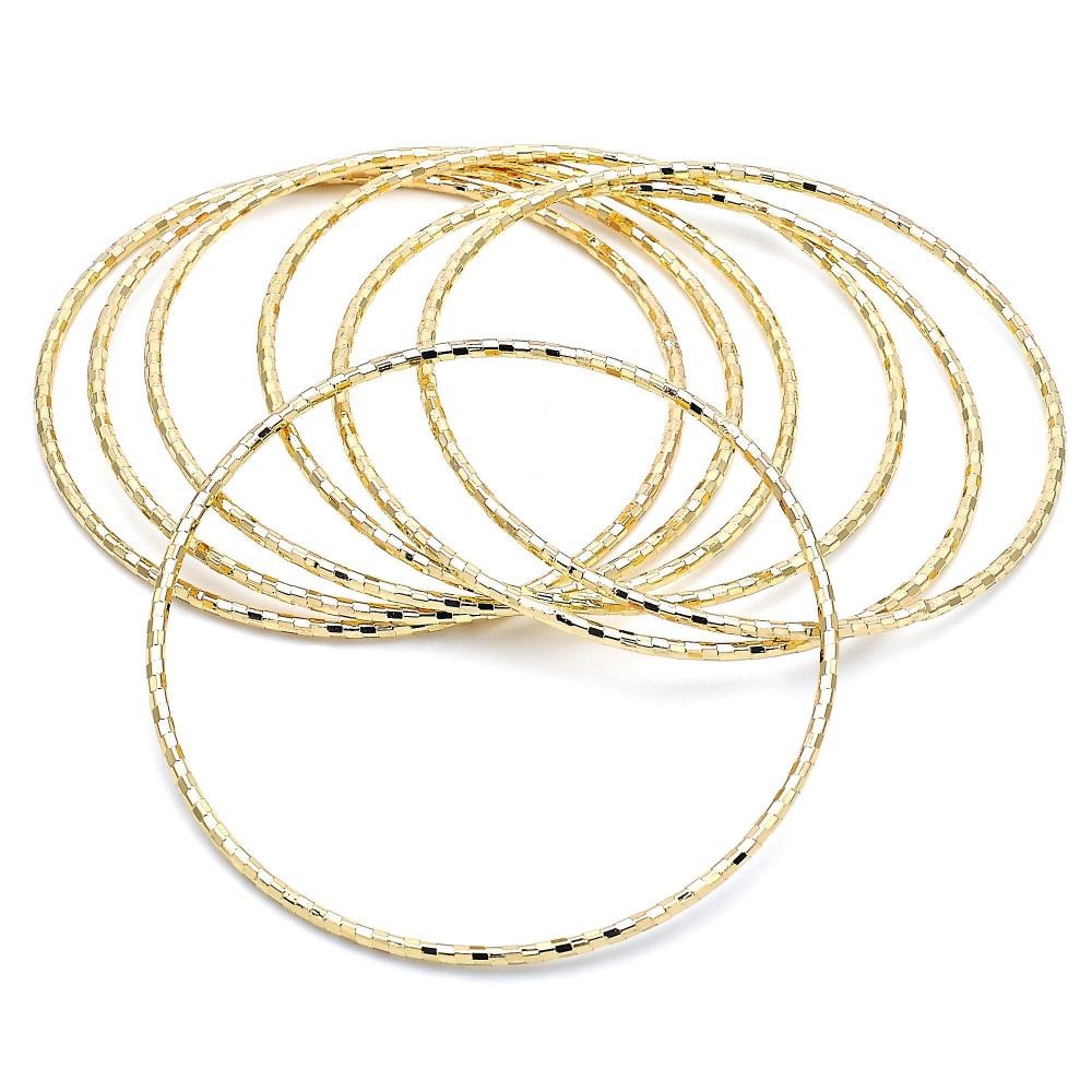 Gold Filled Semanario Bangle Diamond Cutting Finish Golden Tone Size 6
