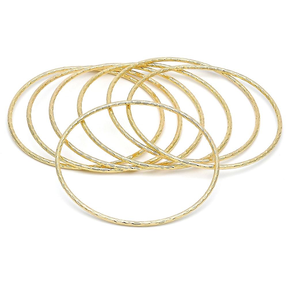 Gold Filled Semanario Bangle Diamond Cutting Finish Golden Tone Size 5