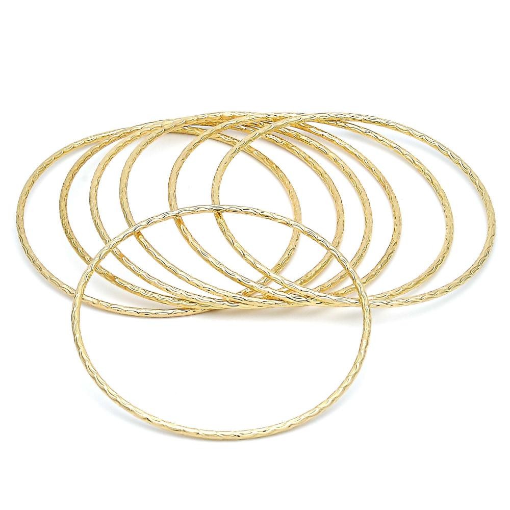 Gold Filled Semanario Bangle Diamond Cutting Finish Golden Tone Size 6