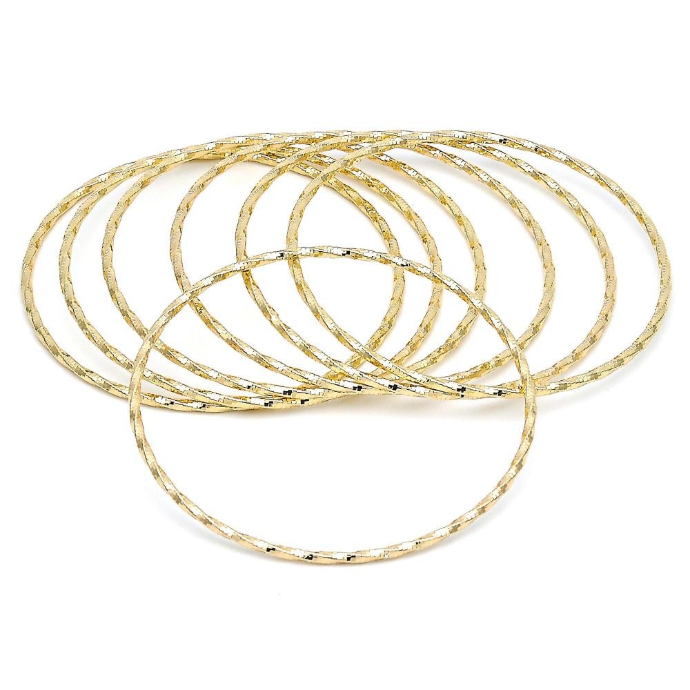 Gold Filled Semanario Bangle Diamond Cutting Finish Golden Tone Size 5