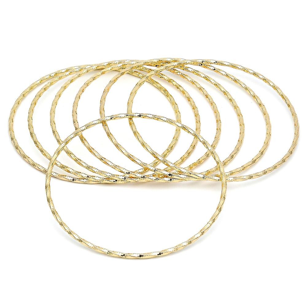 Gold Filled Semanario Bangle Diamond Cutting Finish Golden Tone Size 6